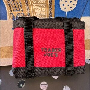 NWT Trader Joe’s micro tote and grocery bag in red with black accents